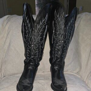 Paulina Tall Wide Calf Friendly Snip Toe Cowgirl Boot - Rhinestone Embellished